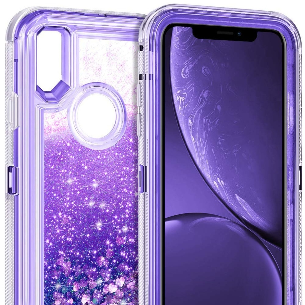 Fits iPhone Purple Glitter Liquid Bling Case